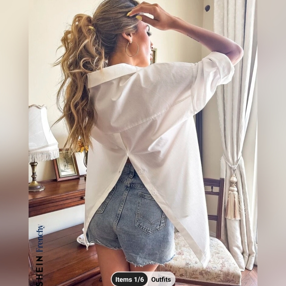 NWT Button back drop shoulder blouse